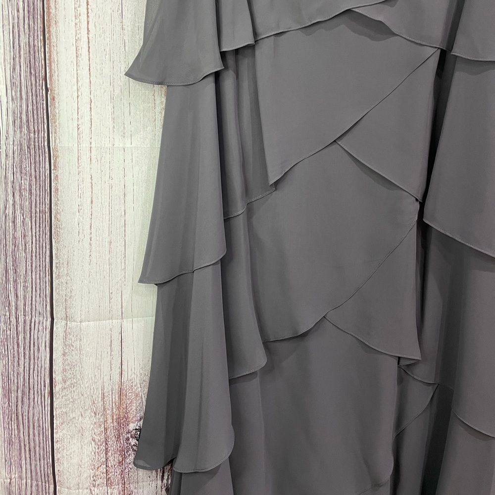 Grey Sleeveless Tiered Ruffled Beaded Dress Women's Size 18W S.L. Fashions #5003 - Picture 7 of 15